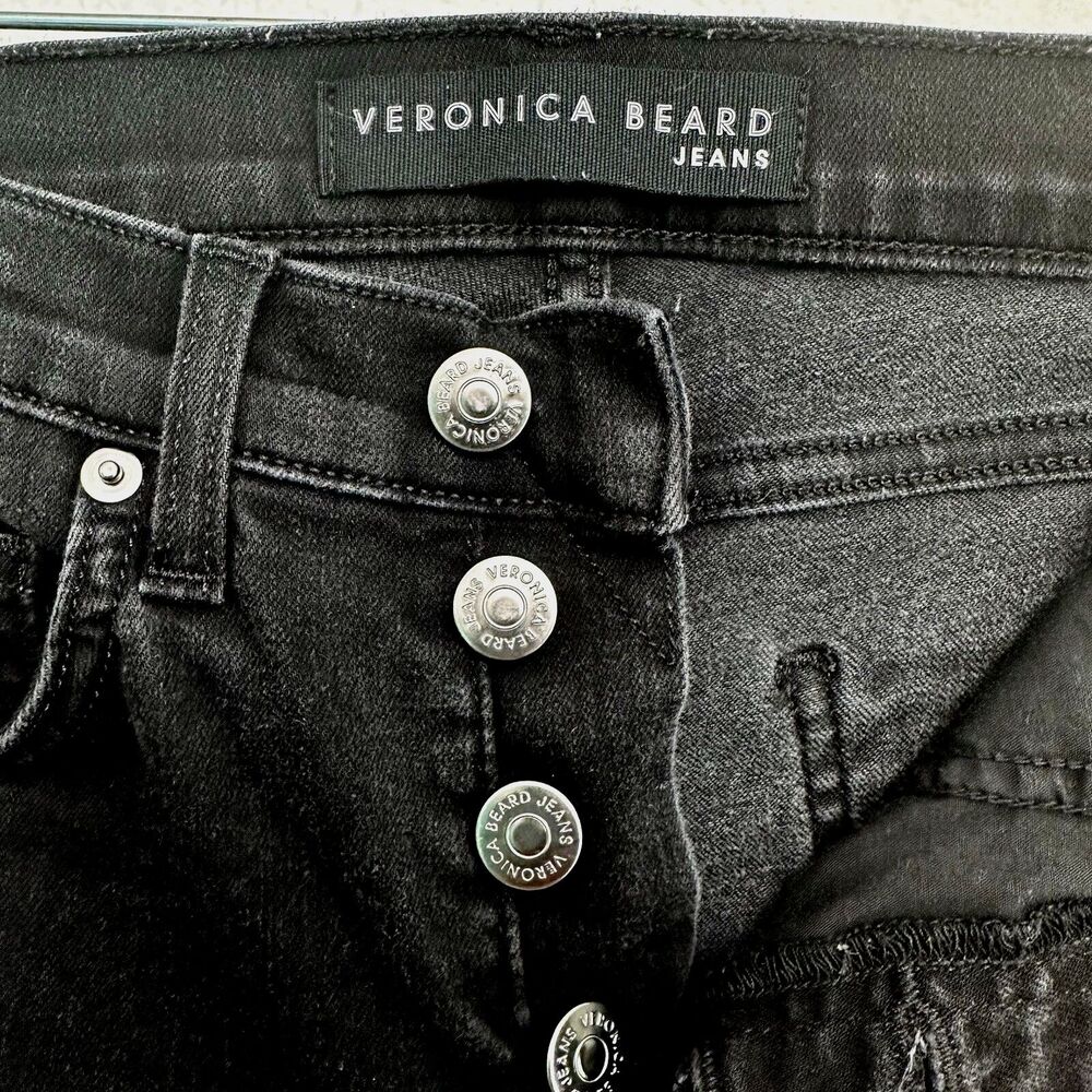Veronica Beard Jeans 26/2 Debbie Skinny High Rise Black Button Fly Womens - Picture 2 of 11